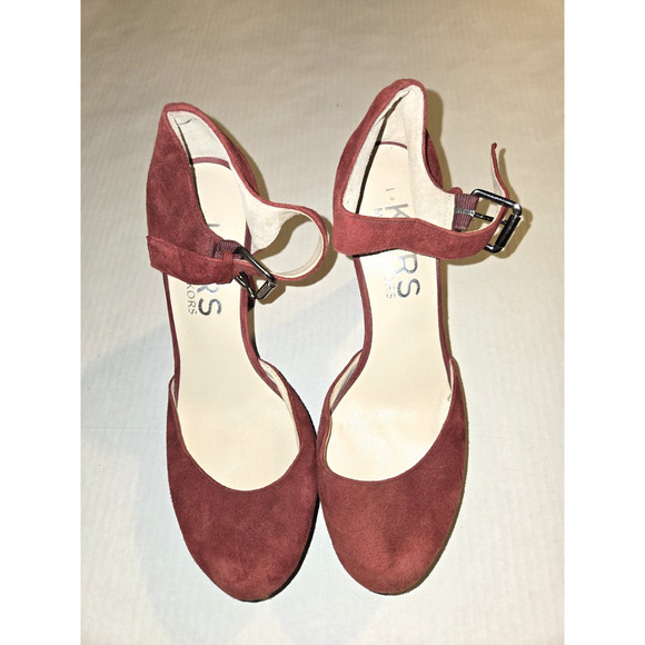 Womens Michael Kors Sierra Platform Heels Mary Jane Size 8 Suede Bordeaux/Red - Picture 2 of 11
